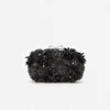 Black Satin Floral Crystal Clutch Bag Black Satin Floral Crystal Clutch Bag