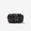 Black Satin Floral Crystal Clutch Bag Black Satin Floral Crystal Clutch Bag