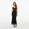 Black Satin Lace Midi Dress Black Satin Lace Midi Dress