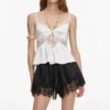 Black Satin Lace Shorts