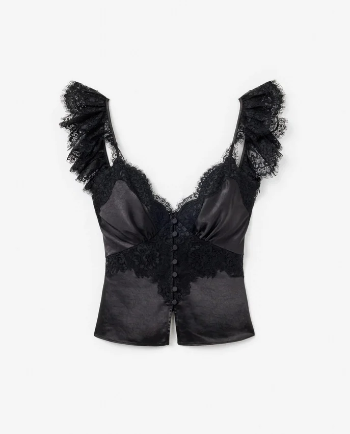Black Satin Lace Top Black Satin Lace Top