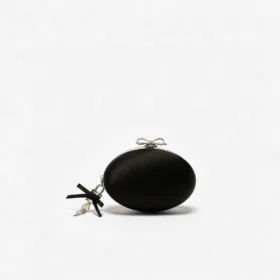 Black Satin Oval Clutch