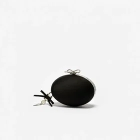 Black Satin Oval Clutch
