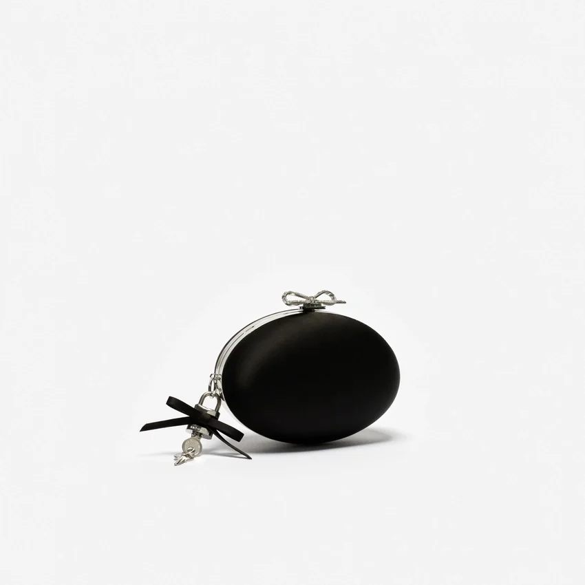 Black Satin Oval Clutch Black Satin Oval Clutch