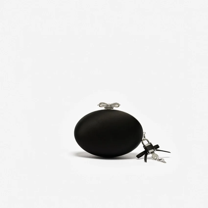 Black Satin Oval Clutch Black Satin Oval Clutch
