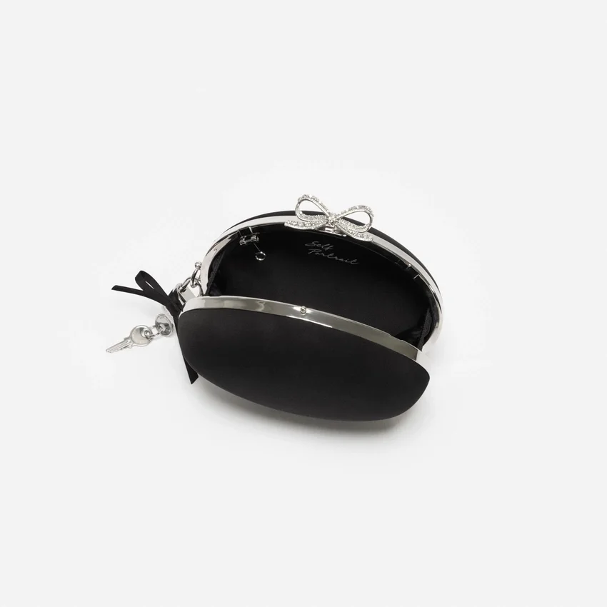 Black Satin Oval Clutch Black Satin Oval Clutch