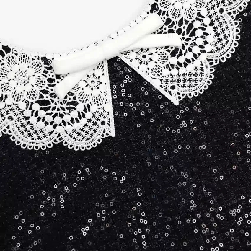 Black Sequin Boucle Mini Dress Black Sequin Boucle Mini Dress
