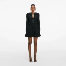Black Sequin Knit Mini Dress