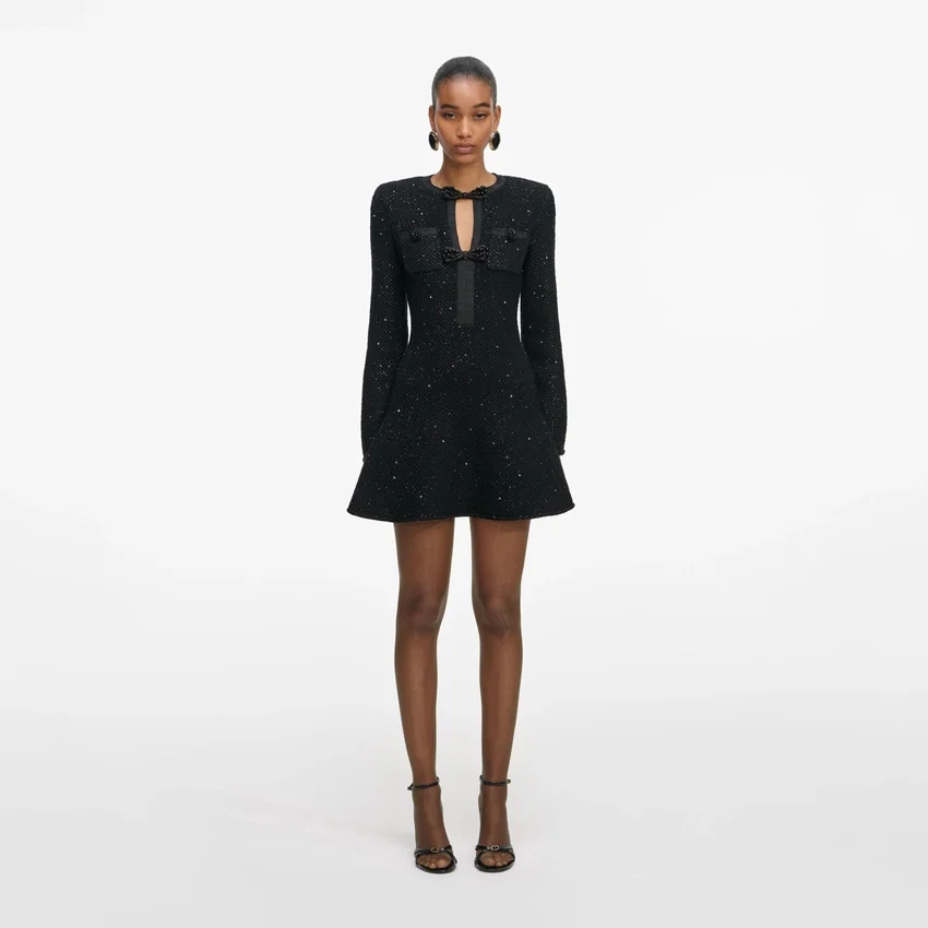 Black Sequin Knit Mini Dress Black Sequin Knit Mini Dress
