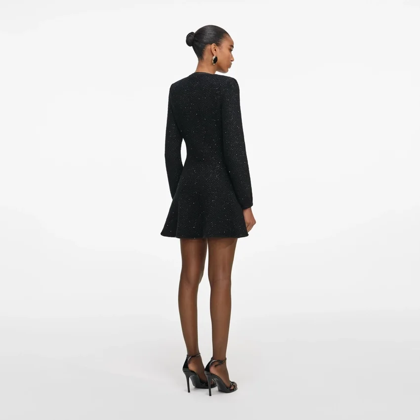 Black Sequin Knit Mini Dress Black Sequin Knit Mini Dress