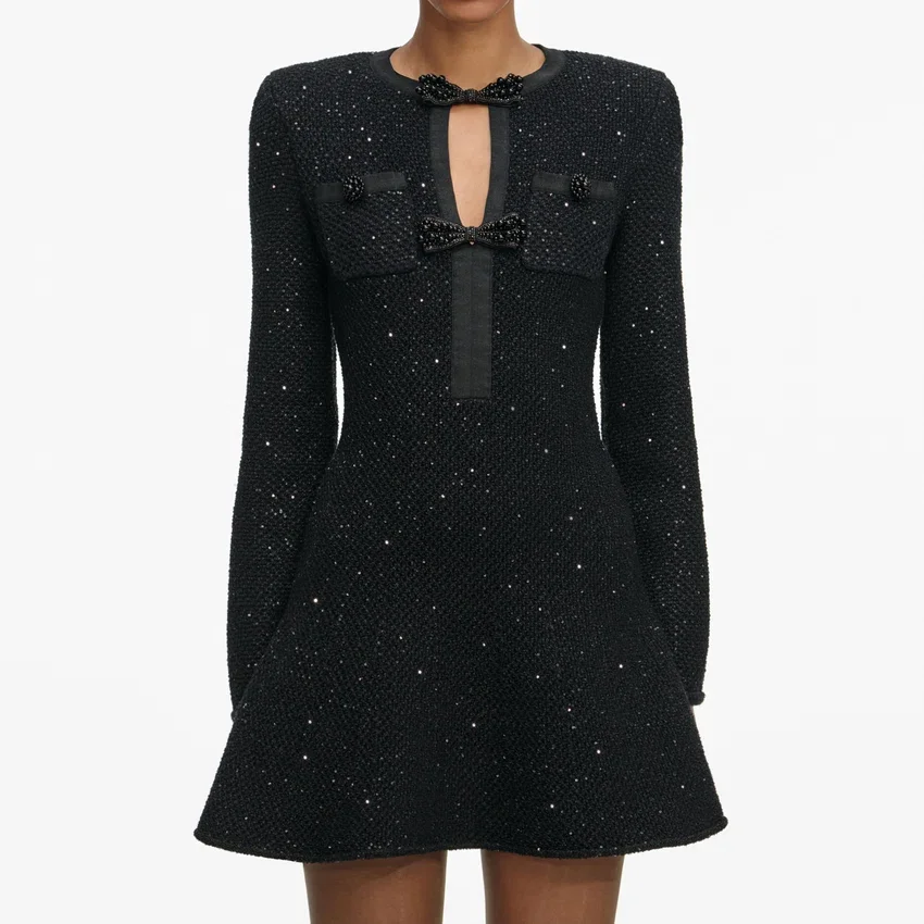 Black Sequin Knit Mini Dress Black Sequin Knit Mini Dress