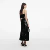 Black Sequin Midi Skirt