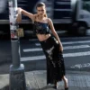 Black Sequin Midi Skirt