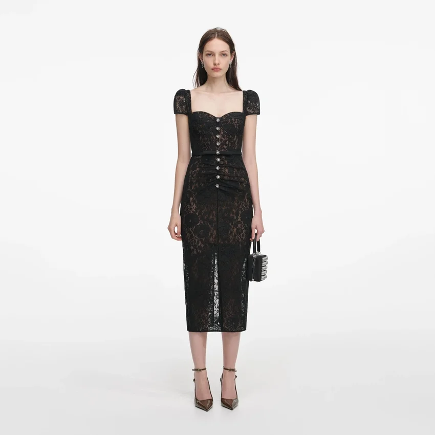 Black Sweetheart Lace Midi Dress Black Sweetheart Lace Midi Dress