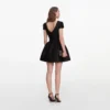Black Taffeta Collared Mini Dress Black Taffeta Collared Mini Dress