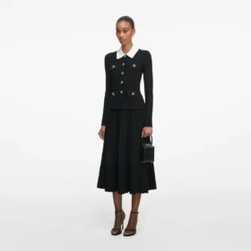 Black Tailored Knit Midi Dress
