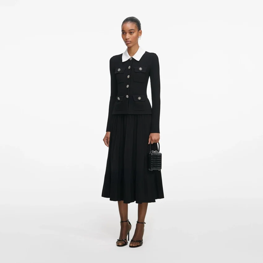 Black Tailored Knit Midi Dress Black Tailored Knit Midi Dress