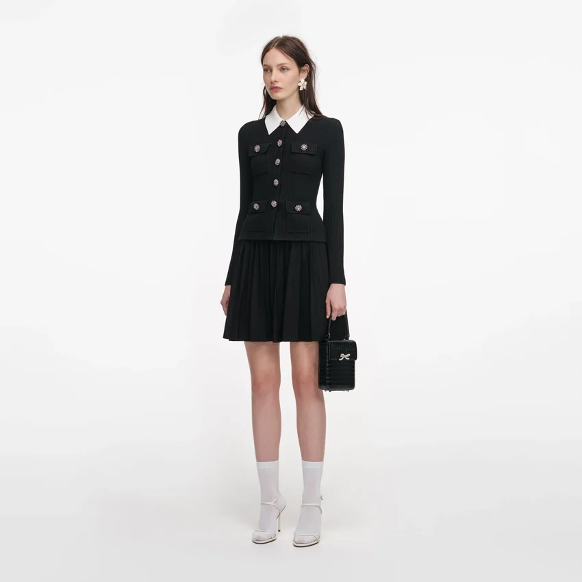 Black Tailored Knit Mini Dress Black Tailored Knit Mini Dress