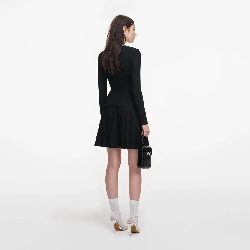 Black Tailored Knit Mini Dress Black Tailored Knit Mini Dress