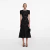 Black Tulle Lace Midi Dress