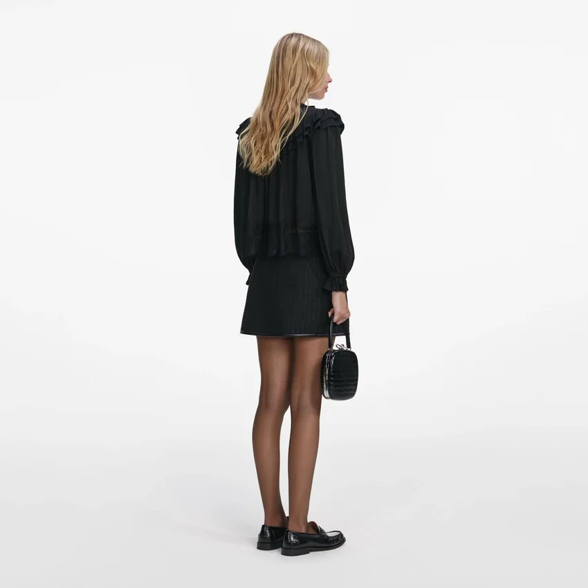 Black Viscose Lace Blouse Black Viscose Lace Blouse