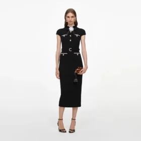 Black Wool Crepe Midi Dress Black Wool Crepe Midi Dress