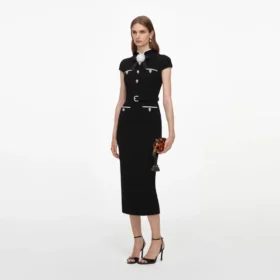Black Wool Crepe Midi Dress Black Wool Crepe Midi Dress
