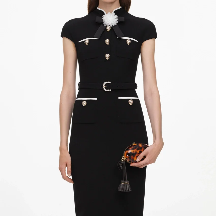 Black Wool Crepe Midi Dress Black Wool Crepe Midi Dress