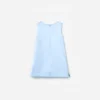 Blue Bonded Satin 3D Flower Dress Blue Bonded Satin 3D Flower Dress