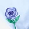 Blue Bonded Satin 3D Flower Dress Blue Bonded Satin 3D Flower Dress