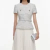 Blue Boucle Chiffon Midi Dress Blue Boucle Chiffon Midi Dress