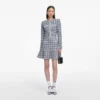 Blue Check Knit Mini Skirt