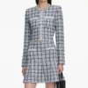 Blue Check Knit Mini Skirt