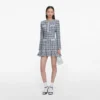 Blue Check Knit Mini Dress Blue Check Knit Mini Dress