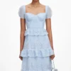 Blue Chiffon Short Sleeve Midi Dress Blue Chiffon Short Sleeve Midi Dress