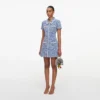 Blue Collared Textured Denim Mini Dress Blue Collared Textured Denim Mini Dress