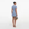 Blue Collared Textured Denim Mini Dress Blue Collared Textured Denim Mini Dress
