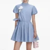 Blue Cotton Drape Mini Dress Blue Cotton Drape Mini Dress