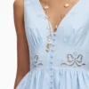 Blue Cotton Embroidered Mini Dress Blue Cotton Embroidered Mini Dress