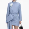 Blue Cotton Tie Side Mini Dress Blue Cotton Tie Side Mini Dress