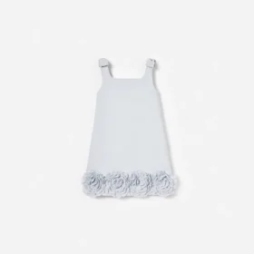 Blue Crepe Flower Dress