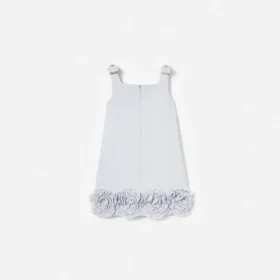 Blue Crepe Flower Dress