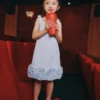 Blue Crepe Flower Dress Blue Crepe Flower Dress