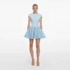 Blue Crepe Lace Mini Dress
