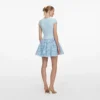 Blue Crepe Lace Mini Dress
