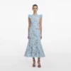 Blue Crochet Lace Midi Dress