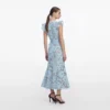 Blue Crochet Lace Midi Dress