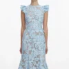 Blue Crochet Lace Midi Dress