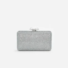 Blue Crystal Chainmail Clutch Bag