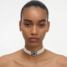 Blue Crystal Pearl Choker